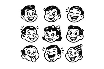 Retro Cartoon Kids Faces Collection © Andrei