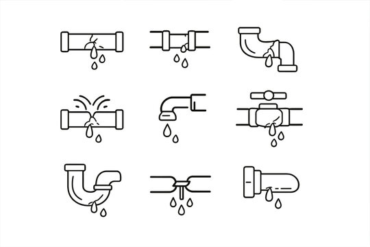 Plumbing Leak Icons Collection