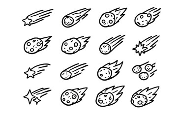 Collection of cartoon meteors and comets © Andrei