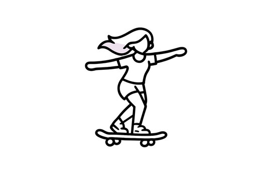 Cartoon person on a skateboard