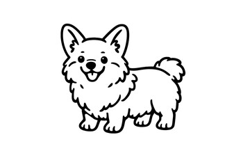 Obraz premium Cute white corgi dog illustration with a black outline