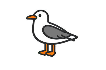 Obraz premium Cartoon bird with orange beak and feet