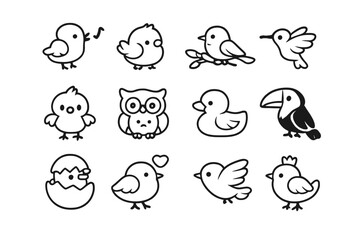 Cute Cartoon Bird Icons © Andrei