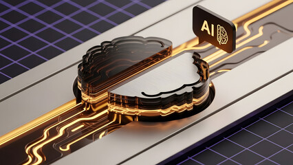 Artificial intelligence concept with brain and AI symbol