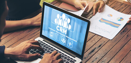 Customer relationship management system on modish computer for CRM business and enterprise