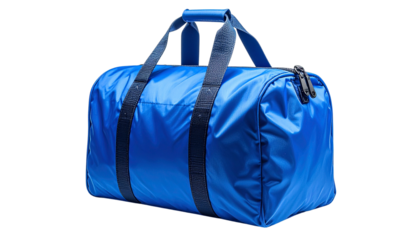 Blue bag isolated on transparent background, high-quality PNG with handles and modern design, perfect for shopping, fashion, ecommerce, retail, and branding visuals.