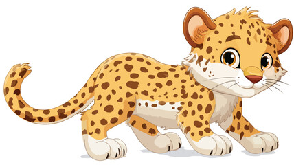 Adorable Baby Cheetah Cartoon on White Background Vector Illustration