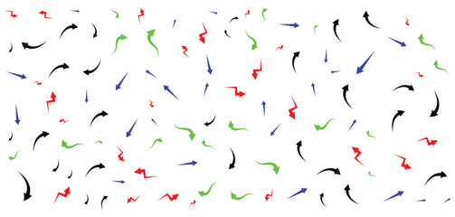 Abstract pattern of colorful curved lines and shapes on a white background