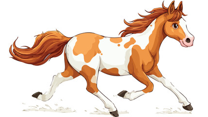 Vector Cartoon Horse with Outline on White Background