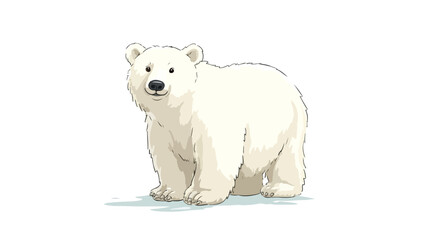 Adorable Cute Polar Bear Cartoon Vector Illustration on White Background