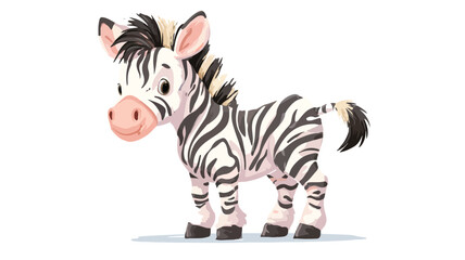Cute Zebra Cartoon Vector with Outline Isolated on White Background