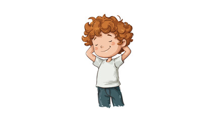 Happy Cute Boy Posing Vector on White Background