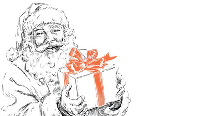 Santa Claus Holding Gift Vector on White Background