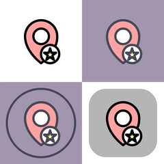 This versatile icon set features a location pin with a star- perfect for maps- navigation apps- and travel websites. It's available in four stylish variations.
