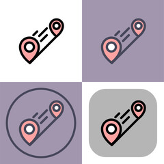 This icon set depicts fast location tracking- ideal for navigation apps- GPS systems- and mapping services. Four variations are included for design flexibility.