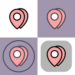 A versatile set of four location pin icons- perfect for maps- navigation apps- and travel websites. The design is clean- modern- and easily adaptable.