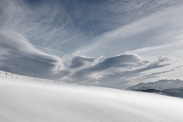 snow covered mountains