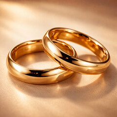 A pair of golden wedding rings