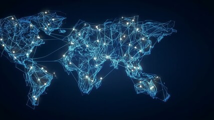 Abstract digital world map displaying connectivity and global network - Powered by Adobe