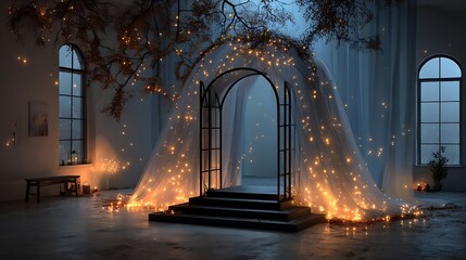 Romantic lanterns and light arch high resolution picture