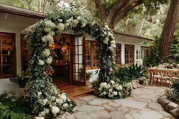 Romantic wedding aisle floral arch high resolution picture