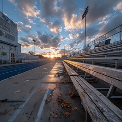 Running lanes on athletics ground with mountains high resolution picture