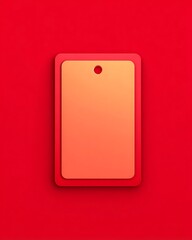 Blank Red Price Tag Mockup with Rounded Corners on Minimal Background