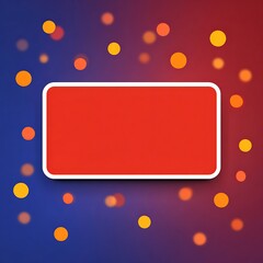 Red Blank Label Banner with Bokeh Lights on Colorful Gradient Background