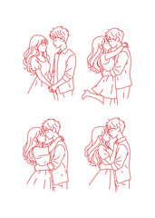 Minimal Line Art Couple Set