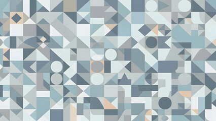 Abstract geometric pattern with various shapes in cool blue and grey tones creating a modern mosaic background.