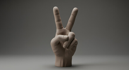 Tan hand making peace sign gesture victory