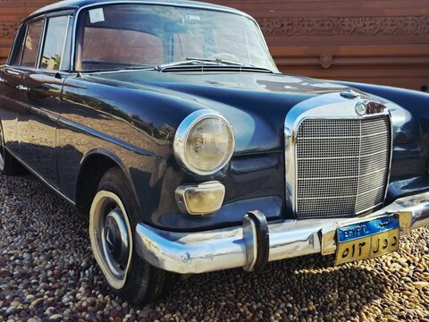 Cairo, Egypt, January 1 2026: The Mercedes-Benz W110, a line of iconic Fintail (Heckflosse) mid-size executive cars produced from 1961 to 1968