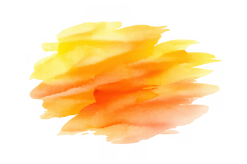 Abstract orange and yellow watercolor brush strokes painting isolated on transparent background digital art