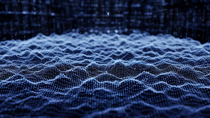 Digital waveform visualization in dark blue tones