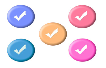 Colorful 3D Glossy Checkmark Icon Set