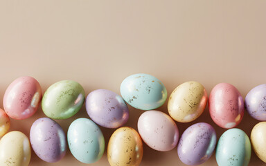 Happy easter sunday celebration with colorful easter eggs on a pastel background