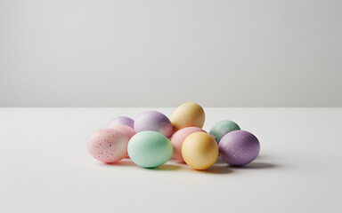 Happy easter sunday celebration with colorful easter eggs on white background