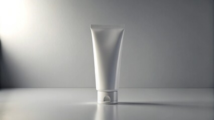 White mockup skincare tube rounded edges, blank surface, elegant studio lighting.