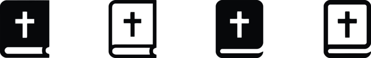 Fototapeta premium Set of bible icons with cross symbol