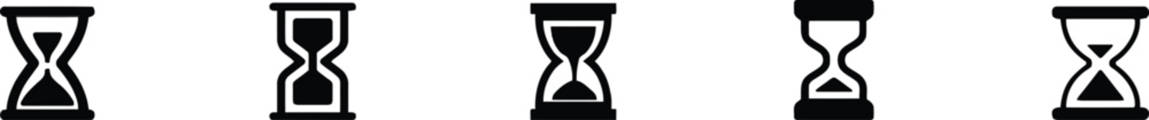 Set of hourglass sand clock timer measure time countdown icon collection