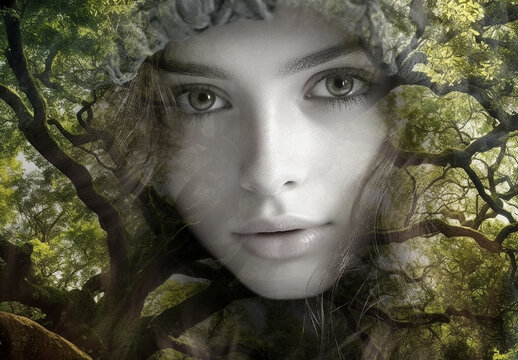 Green And Yellow Forest Double Exposure Photo Effect