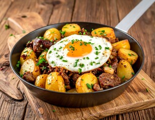 Delicious Breakfast Dish with Fried Egg.