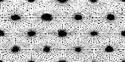 Seamless black and white floral mandala pattern featuring vintage geometric vector shapes and fractal ornaments for a retro style wallpaper backdrop texture © Md