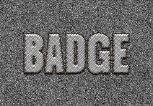 Gray Embroidered Patch Text Effect Sewn Fabric Font