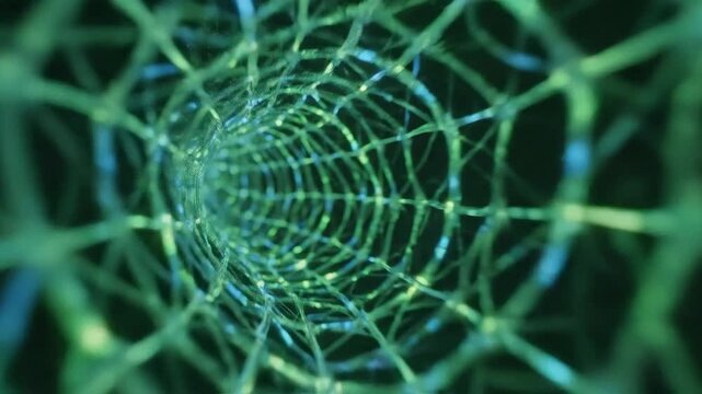 Abstract Green Network Tunnel Visualization.