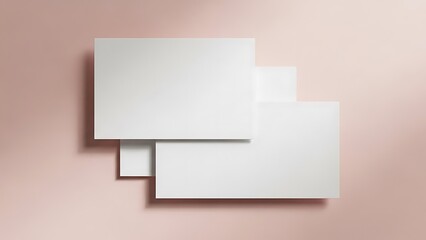 Naklejka premium Clean white rectangles overlap on a soft pink background with subtle shadow play. Valentine's Day