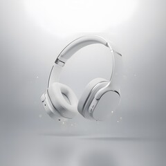 white headphones floating in soft light