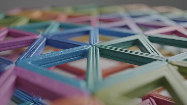 Colorful Geometric Pattern Abstract Background Loop with Intersecting Lines and Triangles.