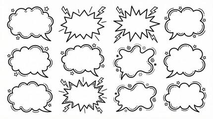 Speech bubble shapes in various styles and designs for graphics  