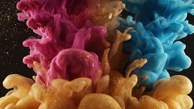 Explosion of Vibrant Colors in Water Abstract Art.